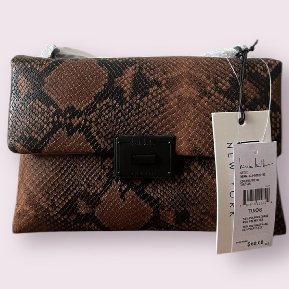 BROWN AND BLACK SNAKESKIN DESIGN BAG BY NICOLE MILLER